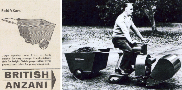 British Anzani FoldAKArt advert and photo - £9 9s in 1964 for the FoldAKart