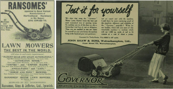 Ransomes 1904 and Governor Mower 1924