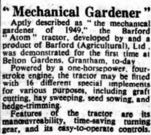 Barford Atom April 1949 - UK advert