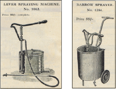 Lever spraying machine and a barrow sprayer